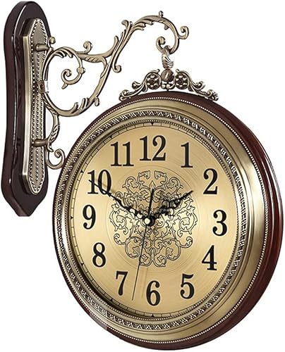DYRABREST Reloj de pared retro de doble cara, reloj de pared giratorio de 360°, movimiento de cuarzo creativo, reloj silencioso montado en la pared,
