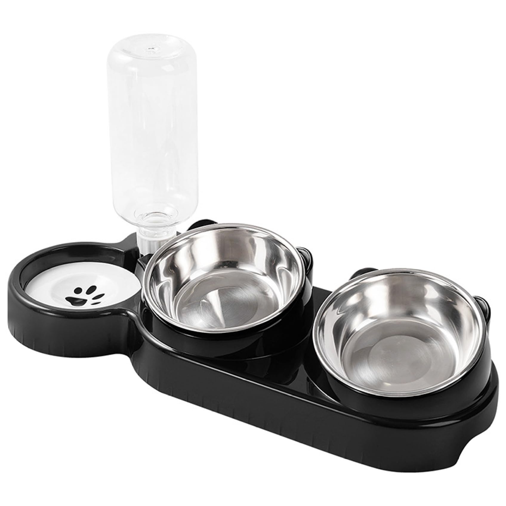 Gamelle pour chat en acier inoxydable avec station d'alimentation et distributeur