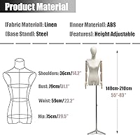 Vista 7 de Forma de vestido femenino, maniquí femenino, forma de vestido de torso, cuerpo de maniquí, torso de costura con cabeza y manos de madera