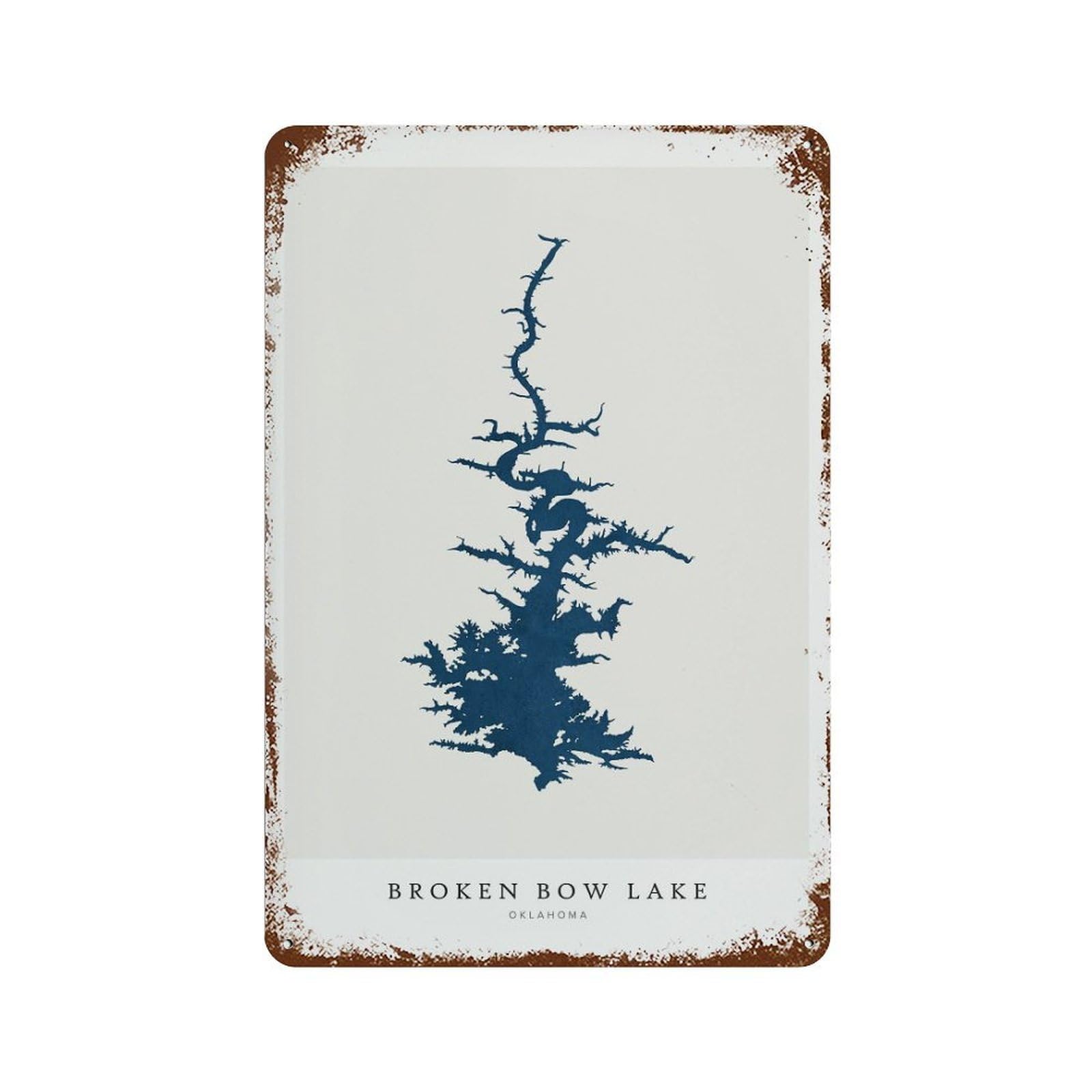 xiaoxiaoshen Broken Bow Lake Map Oklahoma (2) Wall Decor Art Metal Tin Poster Modern Home Decor Art Home Bar Shop Decorations Vintage Sign 30x20cm