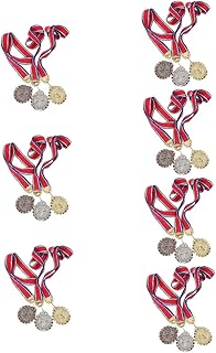 INOOMP 21 pcs Winner Medals Award plaques Gold Place Cards Kids prizes Kid Toy Style Medals Crafts for Metal Award Medals Silver Medal Gold Medal Trophy Set Ribbon Child The Medal