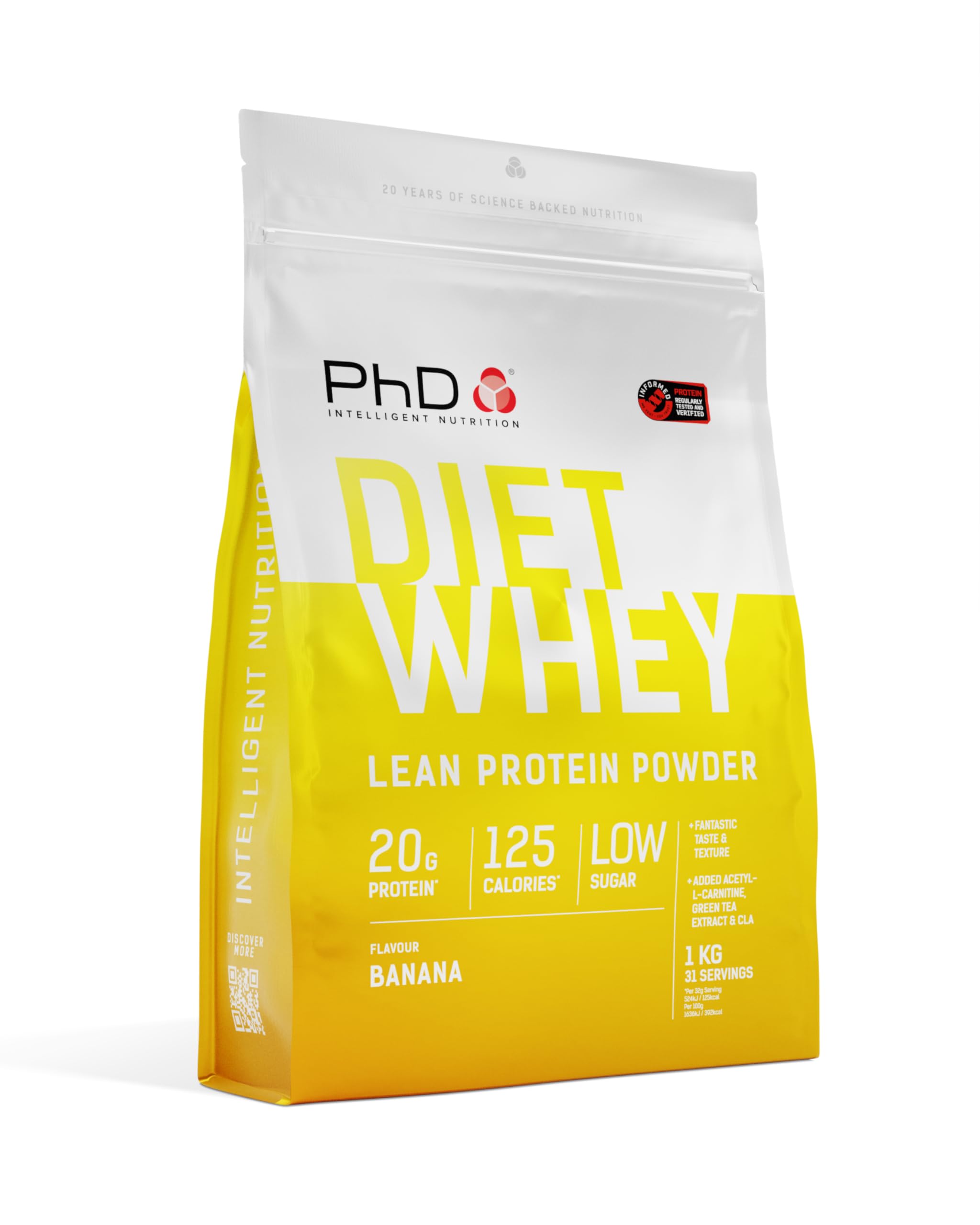 PhD Nutrition Diet Whey Lean Protein Powder, Belgian Chocolate Whey Protein Powder, 1kg