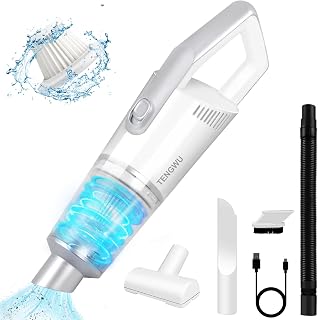 Handheld Vacuum Cleaner Cordless, 9000Pa Powerful Suction Wireless Mini Car Vacuum Cleaner, Portable and Rechargeable Wet & Dry Hand Held Vacuum for Pet Hair/Car/Home/Office (White)