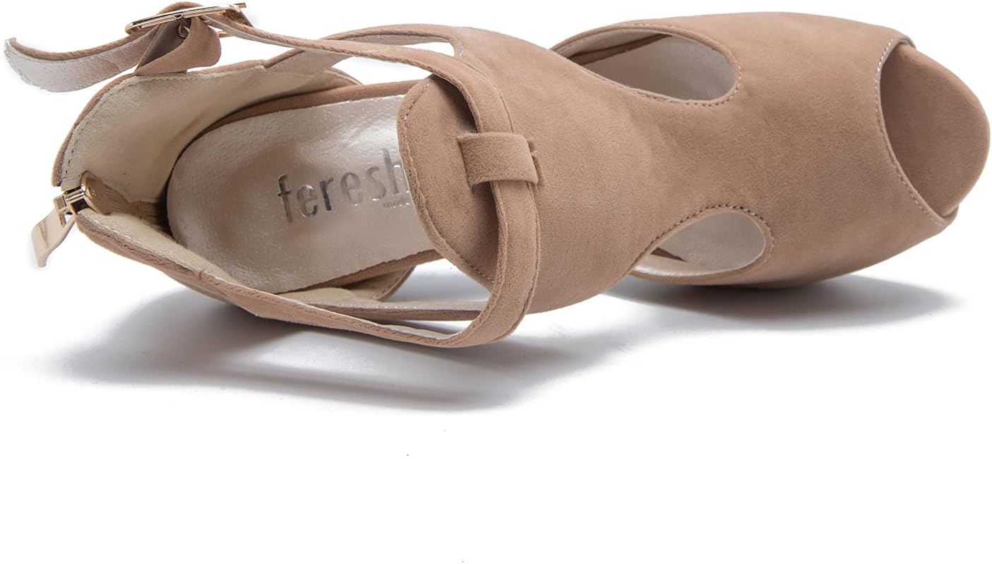 fereshte Women's Platform Chunky Block High Heel Peep-Toe Dress Sandals - Image 7