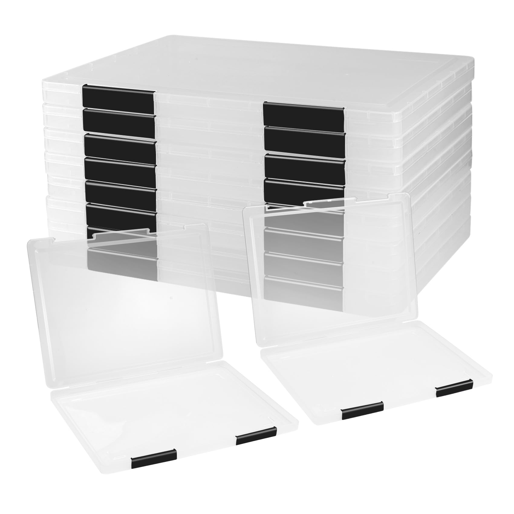 Boîtes de rangement A4 transparentes en plastique avec boucle x8