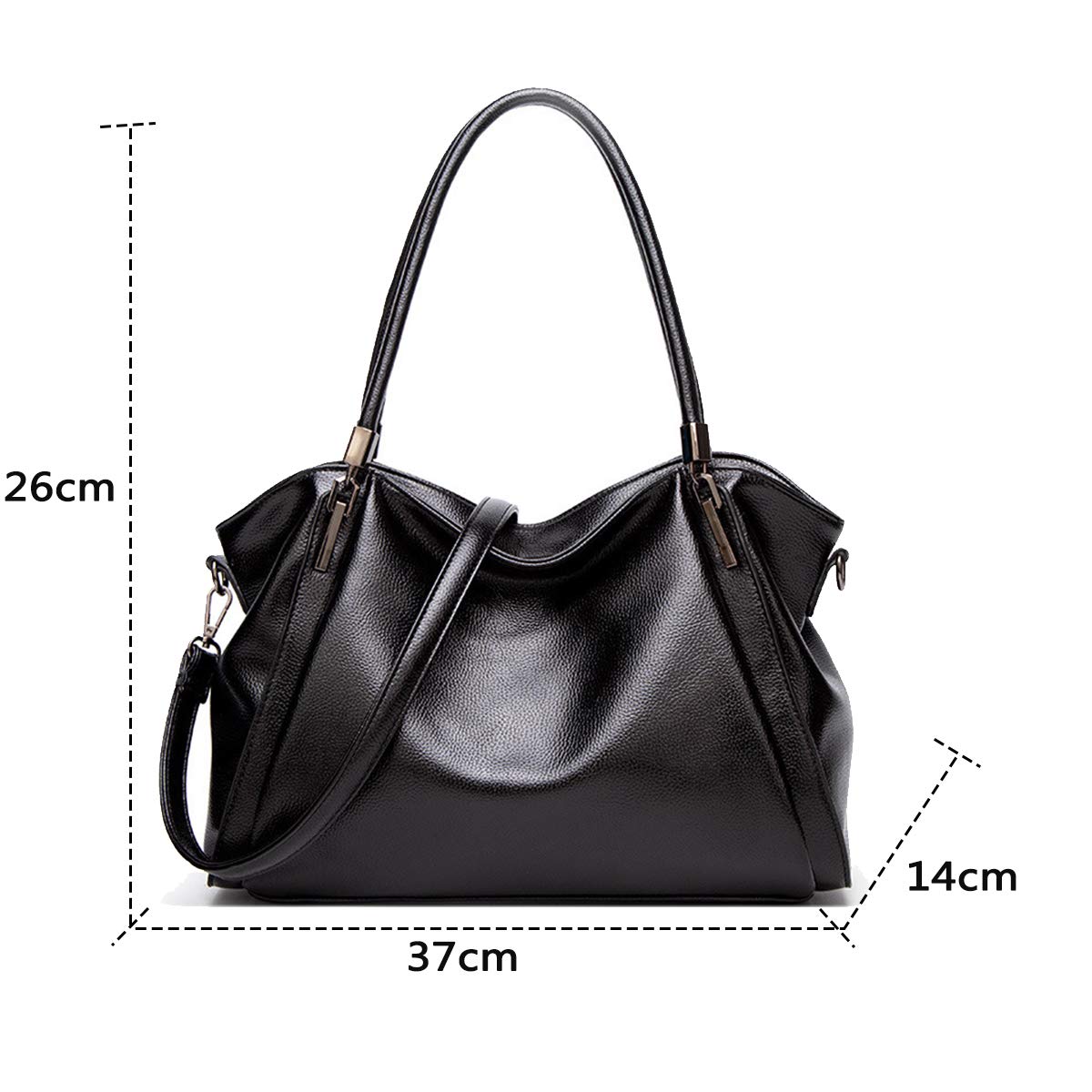 Hobo Borsa a spalla con Tracolla da Donna Borsa Bauletto Borse Tracolla Elegant in Pelle PU Borse a mano Orizzontale Borsetta Shopping Nero