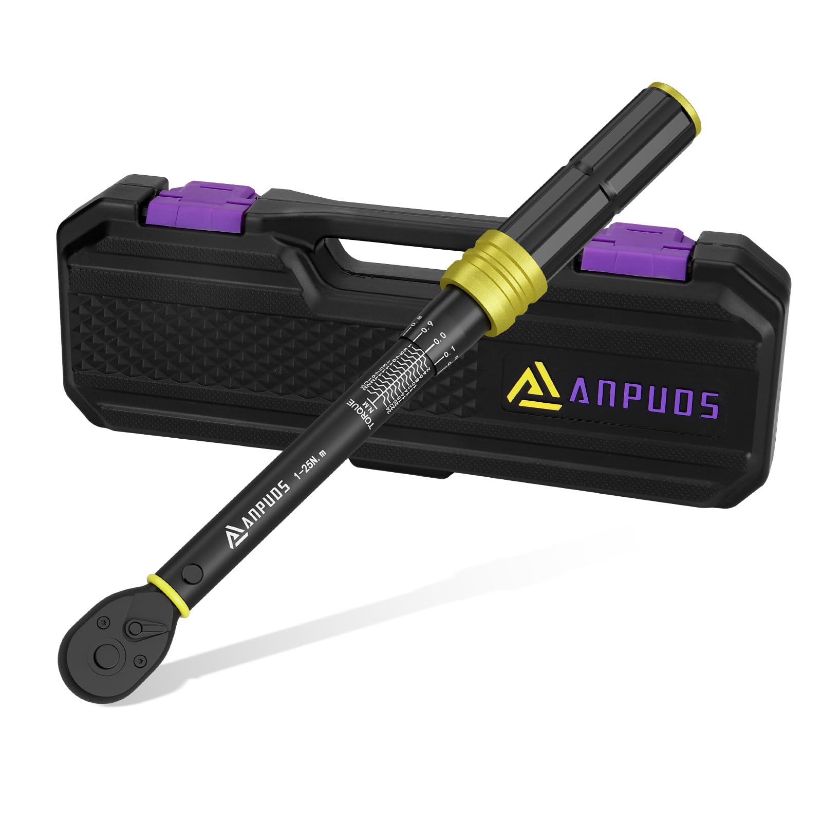ANPUDS Llave Dinamométrica 1/4", 1-25 Nm, 0.1 NM Micro Adjustments, 72 Dientes Llave Dinamométrica Bicicleta con Precisión ±3% para Reparación y Mantenimiento de Bici