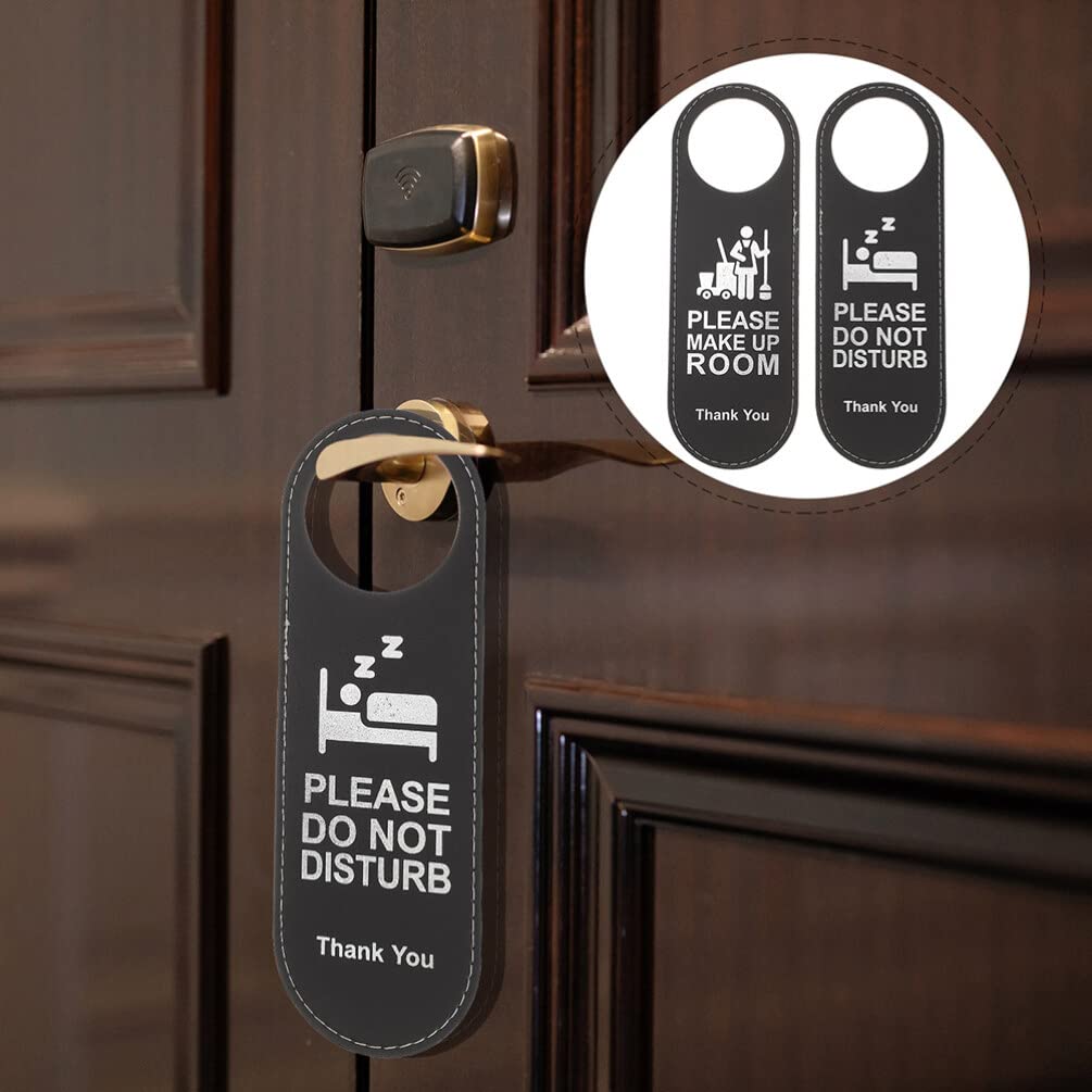 Ciieeo Letrero De Puerta Doble Cara No Molestar Y Por Favor Limpie Para Hotel Hecho De Piel Durable Tamaño 9.4X3.1 Pulgadas Ideal Para Habitaciones Bares Y Cafeterías
