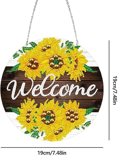 Miniatura 6 de LUSandy Kit de pintura de diamante 5D DIY para colgar en la pared, girasoles, arte de diamante, atrapasoles, adorno colgante de ventana para