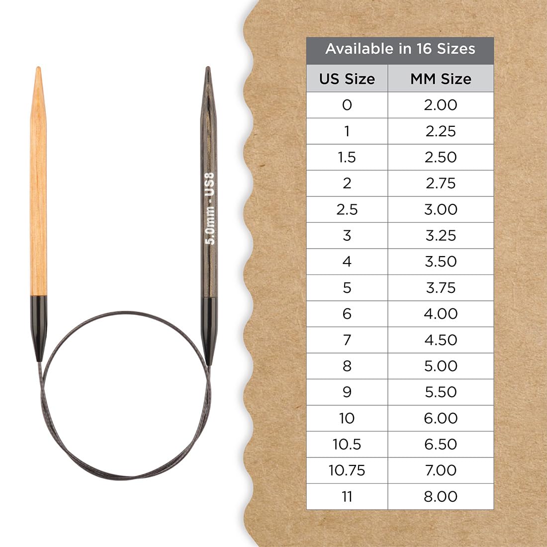 Knitter's Pride Day & Nite Circular Knitting Needle 100 cm 5.00 mm - 1 piece, Natural/Black, 5.00mm - Image 4