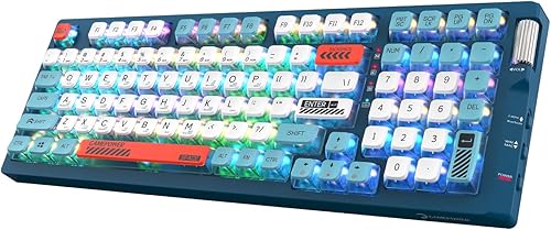 GAMEPOWER Sense Hot Swap RGB Triple Mode Teclado para juegos, inalámbrico 2.4G - Bluetooth 5.1 - Cable, interruptor rojo mecánico, batería integrada