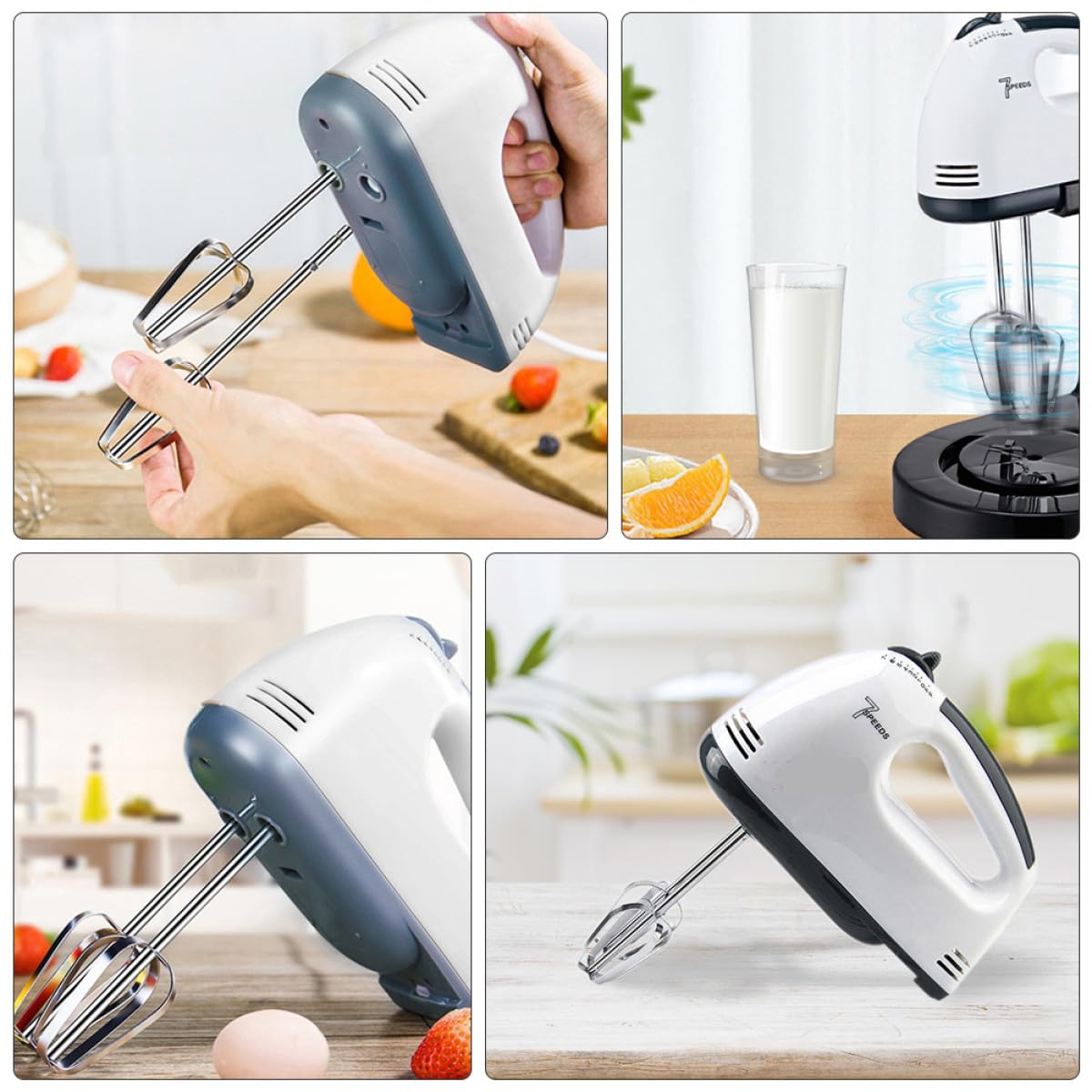 Sbattitore Elettrico Compatto 7 Velocità in Plastica e Acciaio Inox | Miscelatore da Cucina, Uso Domestico e Baking, per Amanti della Preparazione di Dolci e Montare la Panna