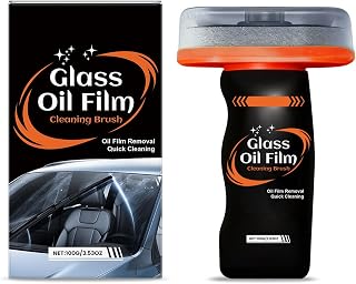 Oil Film Cleaning Brush for Car Windshield, 100g Glass Oil Film Remover with Reusable Cleaning Board, Removes Smudges & Water Spots, Anti-Fog for Safe Driving & Rainproof Prep