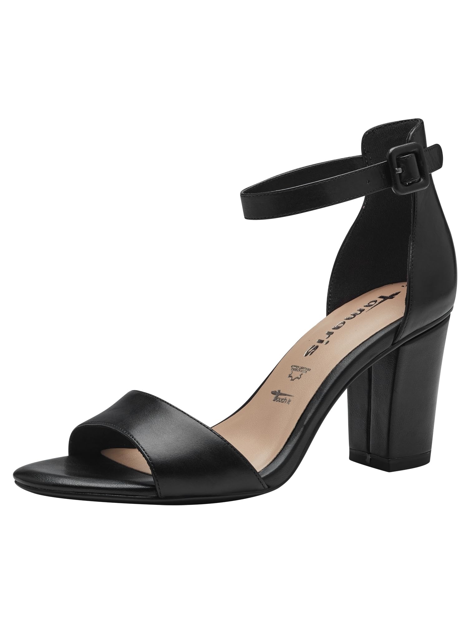 Tamaris Damen Sandalette mit Blockabsatz Leder, schwarz, 40 EU