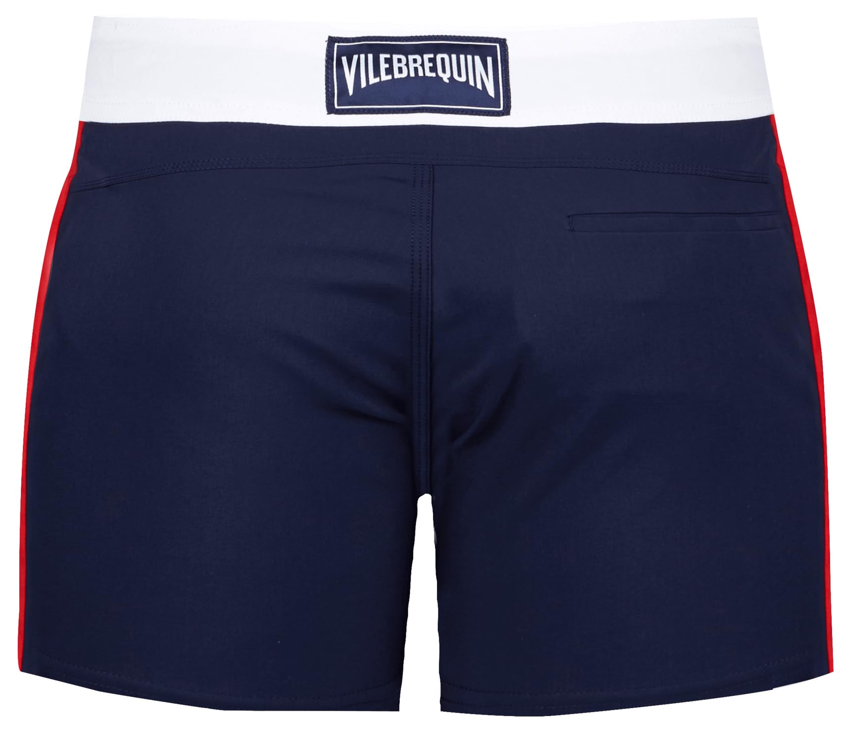 Vilebrequin Men Stretch Swim Trunks Flat Belt, XXXL, Navy Blue