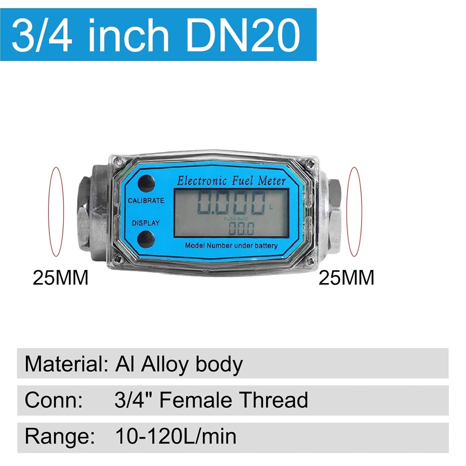 Electronic Turbine Flow Meter Aluminum Alloy Digital Liquid Oil Diesel High Precision Portable Industrial Flow Sensor(ITD 40A4Y841024HNIKR2 S 20)