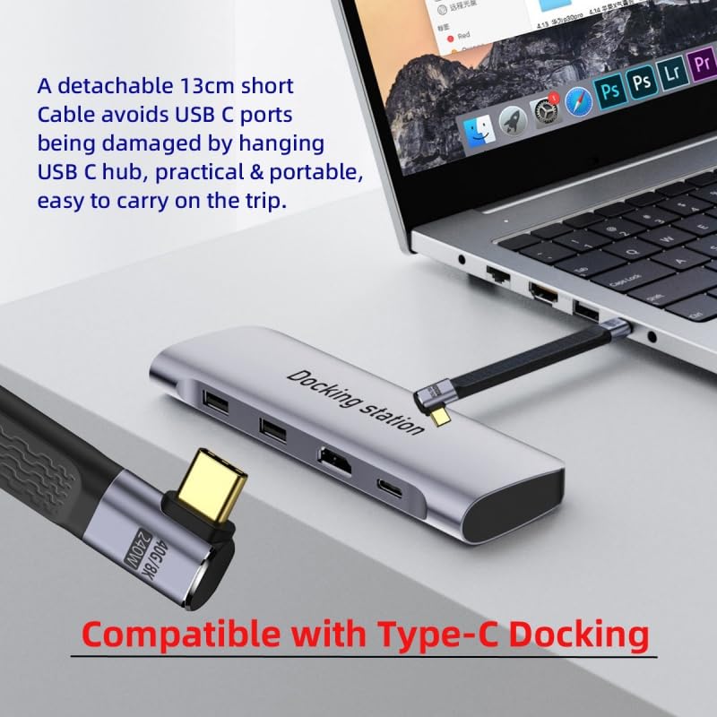 Miniatura 9 de CY Cable USB4.0 240W de alimentación tipo C USB-C USB4 macho a macho USB4 izquierda derecha en ángulo 40Gbps 100W 8K plano delgado FPC cable de