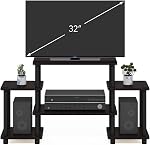 Furinno 11257DWN Turn-N-Tube No Tools Entertainment Center, Round, Square Corner, Dark Walnut