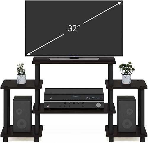 Miniatura 4 de Furinno Turn-N-Tube No Tools Entertainment Center, Round, Square corner, Dark Walnut,11257DWN Marrón oscuro,Negro/Gris,Marrón
