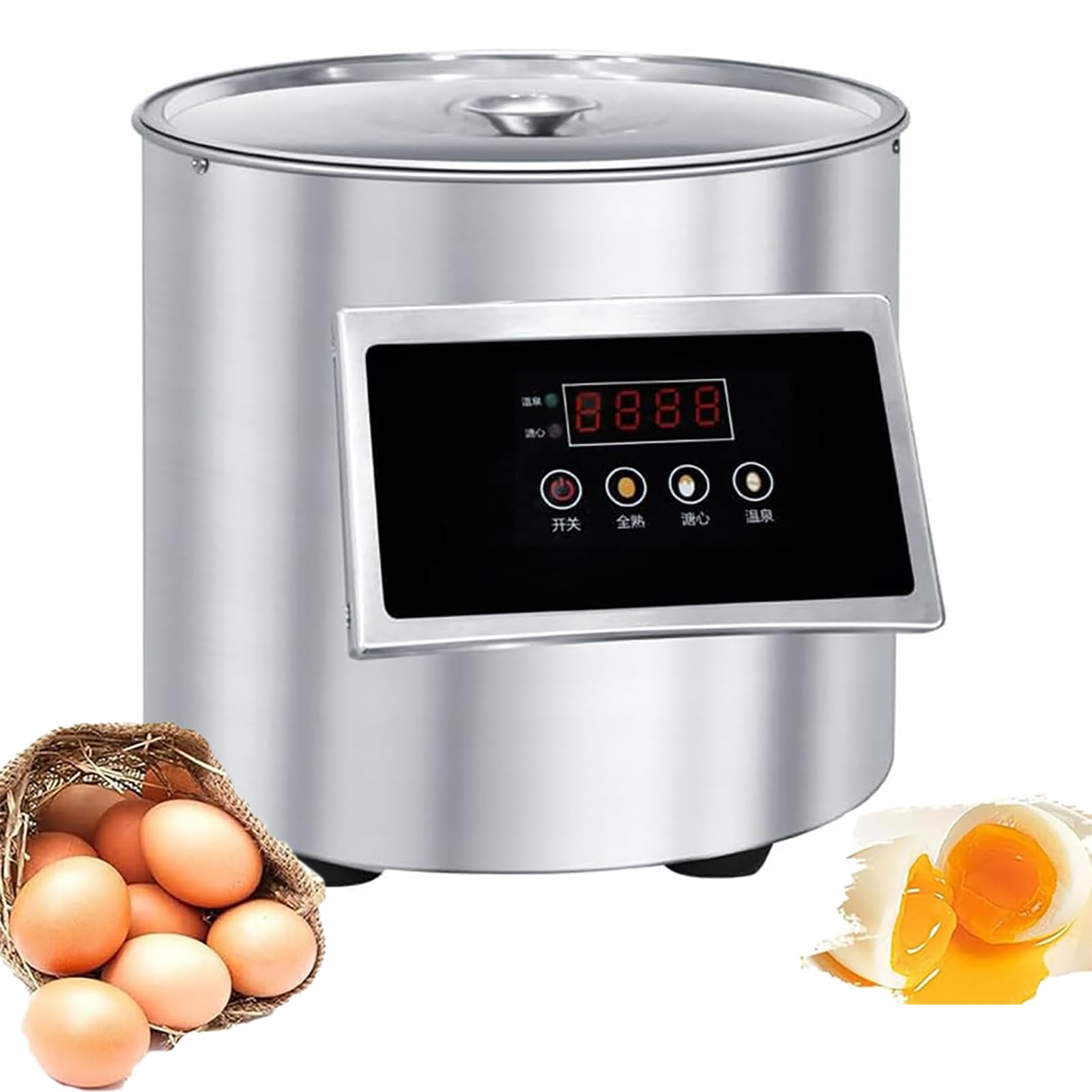Cocedor Automático Inteligente De Huevos a Medio Cocer, con Panel CNC, Capacidad para 60 Huevos, Acero Inoxidable 304 Espesado Y Sin Deformaciones, para Desayunos Y Comedores
