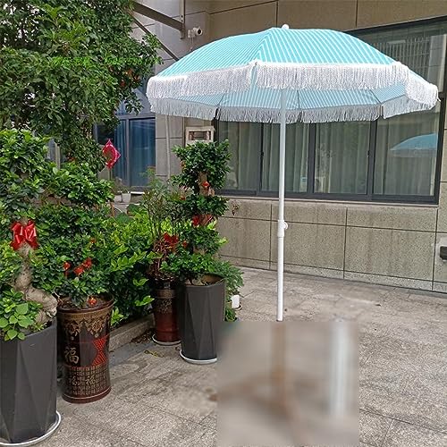 Sombrilla de playa al aire libre azul con borlas para piscina, jardín y terraza de cafetería 7