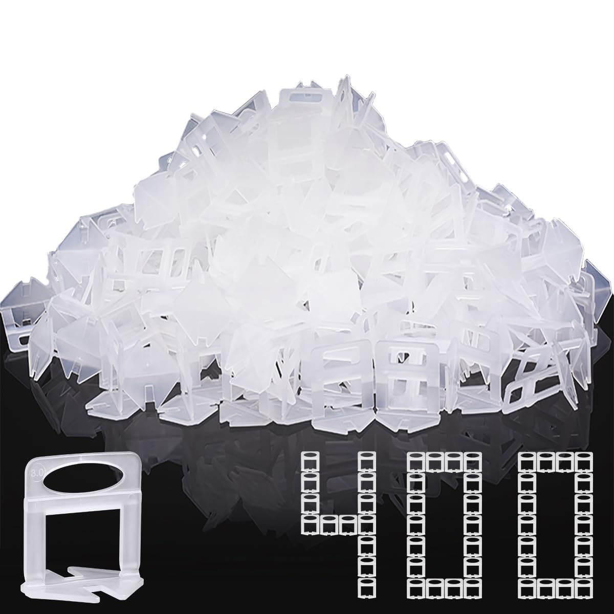 DGSL Tile Leveling System, 400-Piece Tile Spacers Clips 1/8 Inch Tile Tools