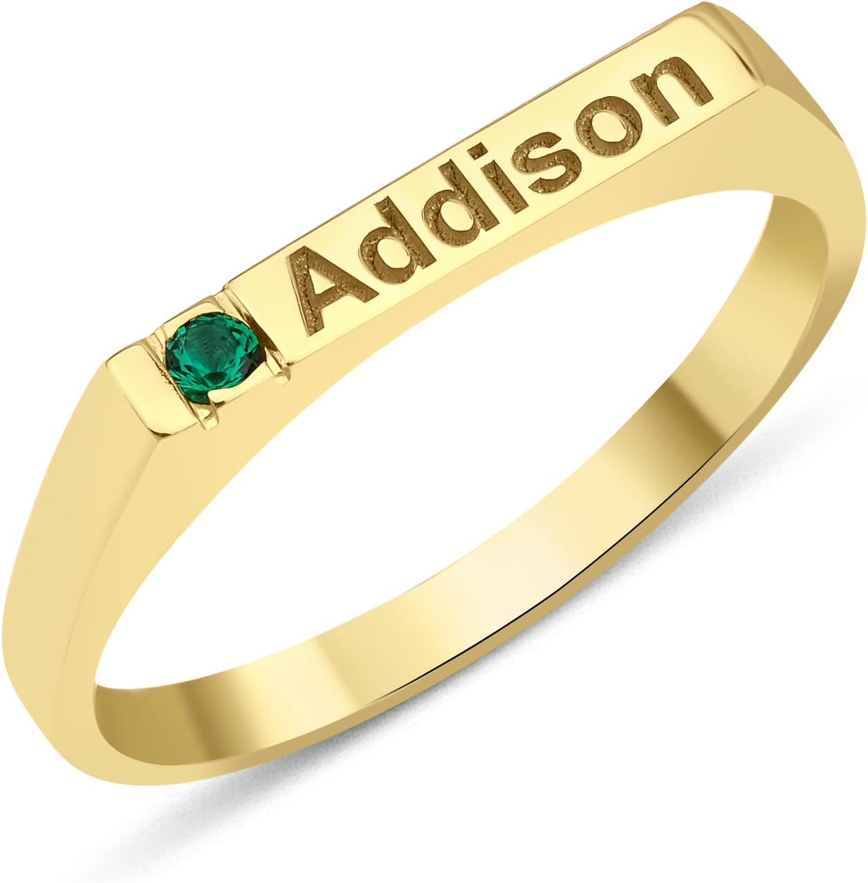 Name Engraved Ring, Signet Birthstones Lover Ring, Custom Letter Sterling Silver Ring, Personalized Gift, Mothers Day Gift, 14K Gold Ring