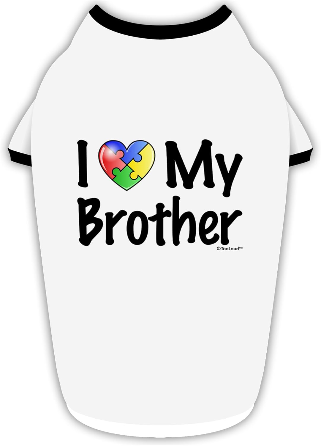 TOOLOUD I Heart My Brother - Autism Awareness Cotton Dog Shirt White with Black Medium