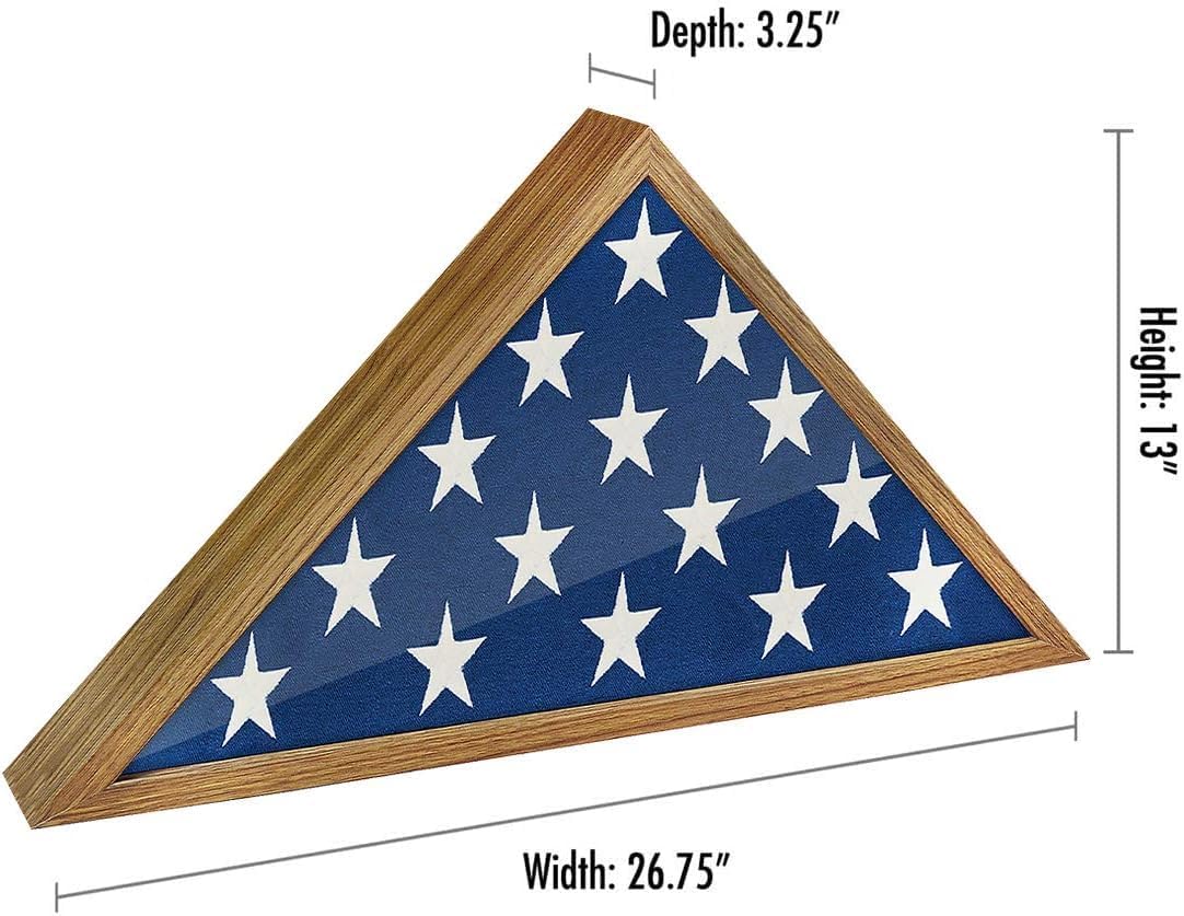 Americanflat Large Flag Display Case - Fits Folded 5x9.5' Burial Flags - Silhouette Collection - Display Box for Wall or Tabletop - Barn Wood