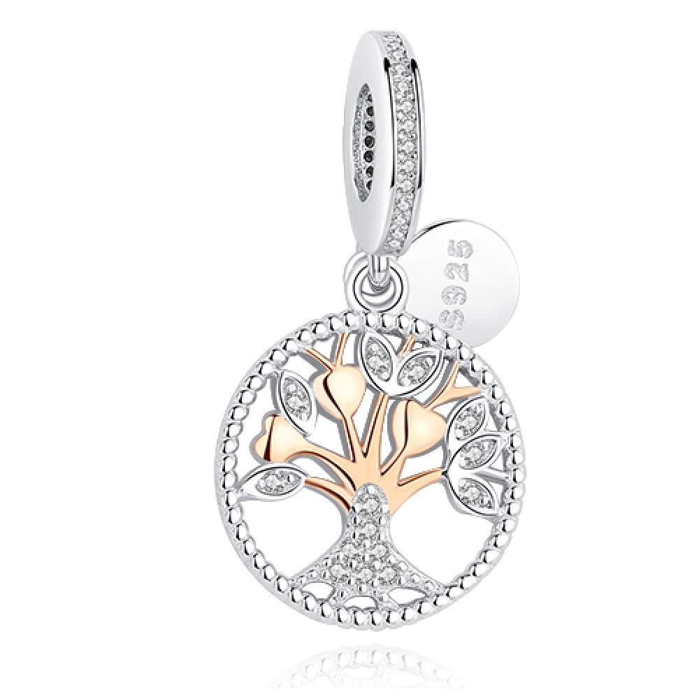 CGCSYZ 925 Sterling Silver Charm Rose Gold Pink Ladybird Charm Fit Bracelet Beads for Jewelry Making (PY1411)