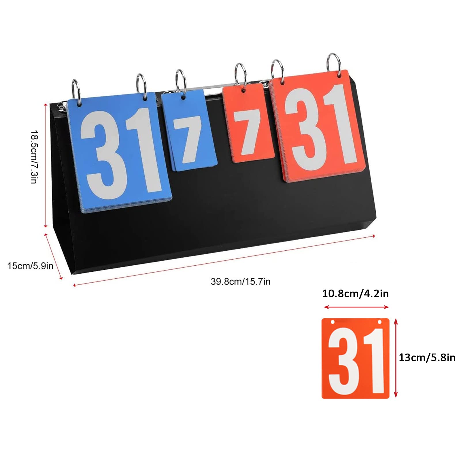 OUKENS Tabellone Segnapunti, Portatili Flip Tabellone Sportivo, Sportivo a 4 Cifre Tabellone Segnapunti per Basket, Badminton, Tennis da Tavolo, Sport Scoreboard