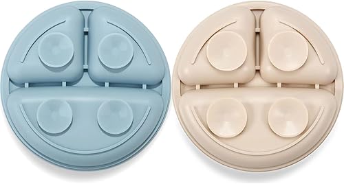 Miniatura 4 de PandaEar Paquete de 2 platos para niños pequeños, placas de succión de silicona para bebés y niños, placa dividida irrompible de alimentación para