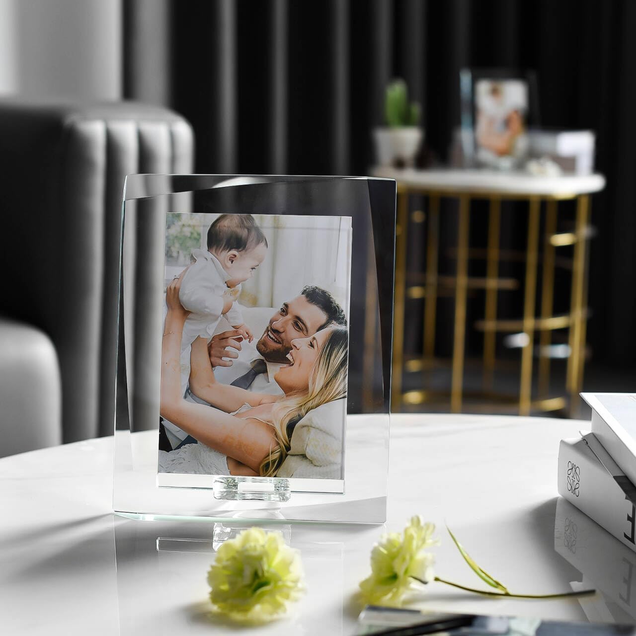 Crystal Picture Frame, 5" x 7" Clear Photo Frame, Gift Boxed Decorative for Holiday and Wedding, Desktop Display Home Decor (5 * 7inch)