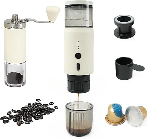 HAWOK Portable Espresso Coffee Machine & Manual Coffee Grinder Set,
