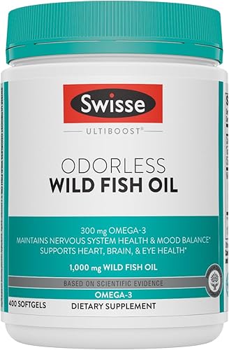 Swisse Suplementos de aceite de pescado salvaje Omega 3 para mujeres y hombres 1000 mg cápsulas blandas Suplementos de aceite de pescado EPA DHA