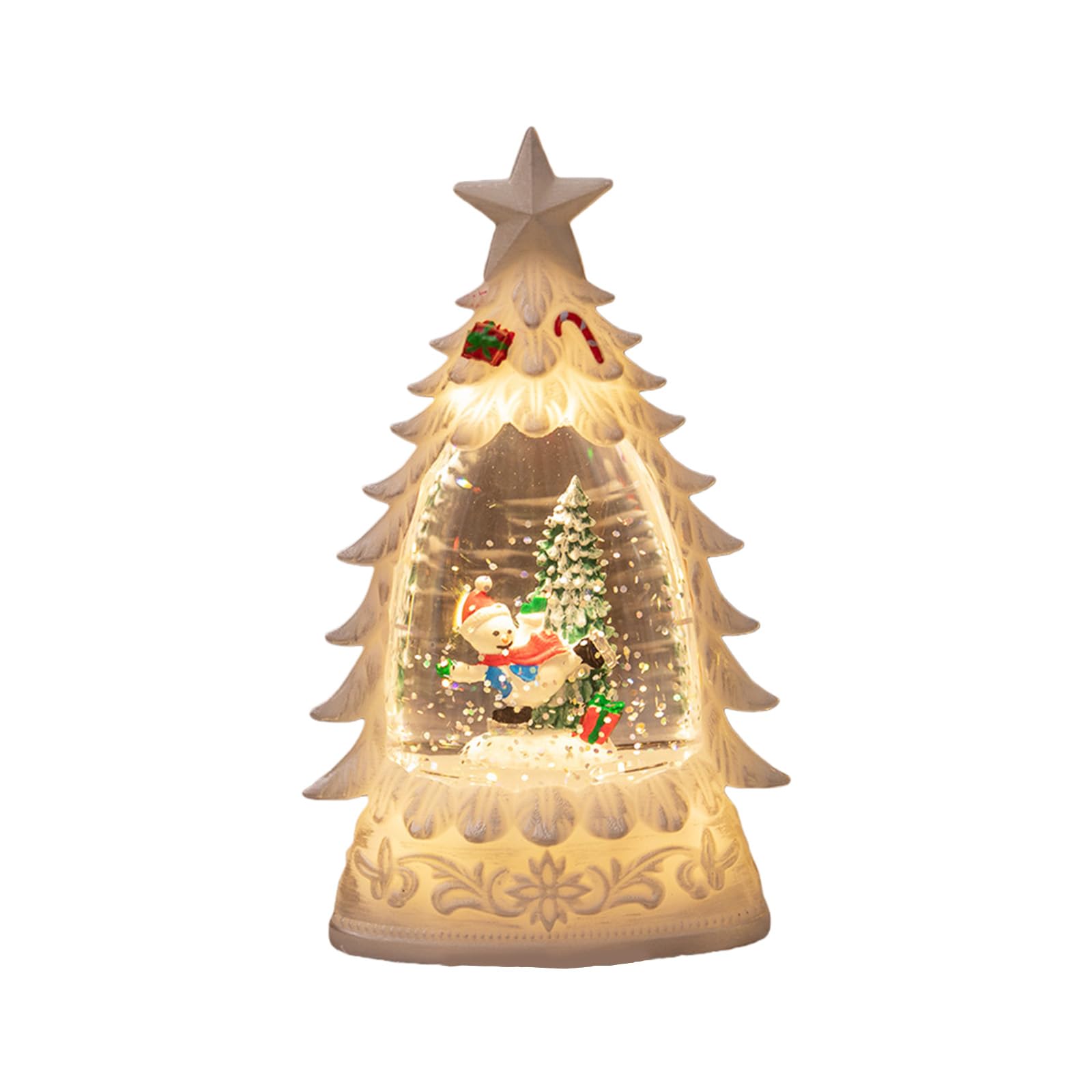 Kangnice Sparkling LED Lamp Christmas Decoration with Floating Snowflake Safe for Kids Snow Effect Ornament
