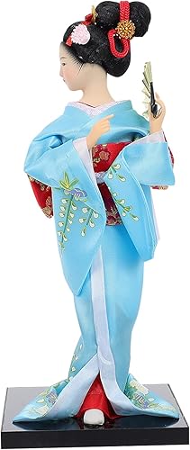 Miniatura 3 de HEALLILY Figura japonesa de geisha con adornos de abanico, estatua asiática, kimono, escultura, manualidades, coleccionables, para el hogar, mesa,