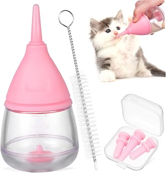BESPORTBLE Pet Feeding Bottle Set Nipples Brush Newborn Puppy Kitten Nursing Bottles High-Temperature Resistant Measurement Marks