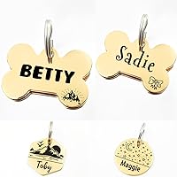 Vista 6 de Bonita placa de identificación de mascotas de acero inoxidable grabada en ambos lados, etiquetas personalizadas para gatos y perros para colgante