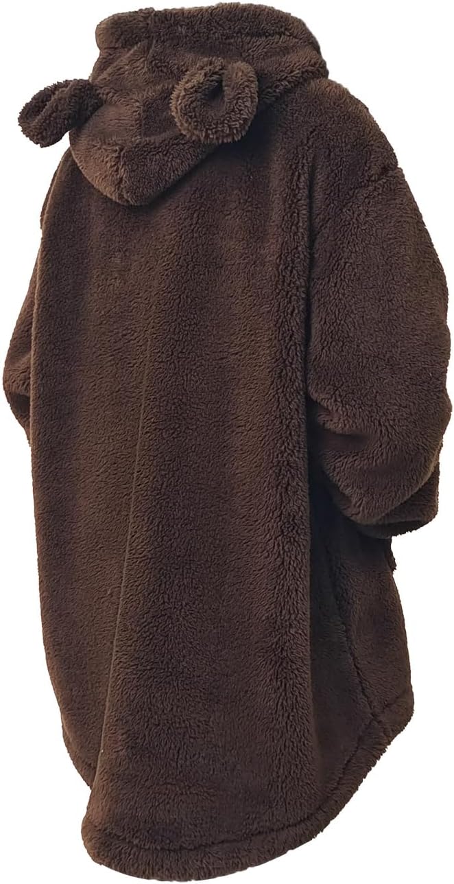 YUNZLAN Thick Oversized Sherpa Fleece Bunny Blanket Hoodie with Pocket Wearable Blanket for Women Girls