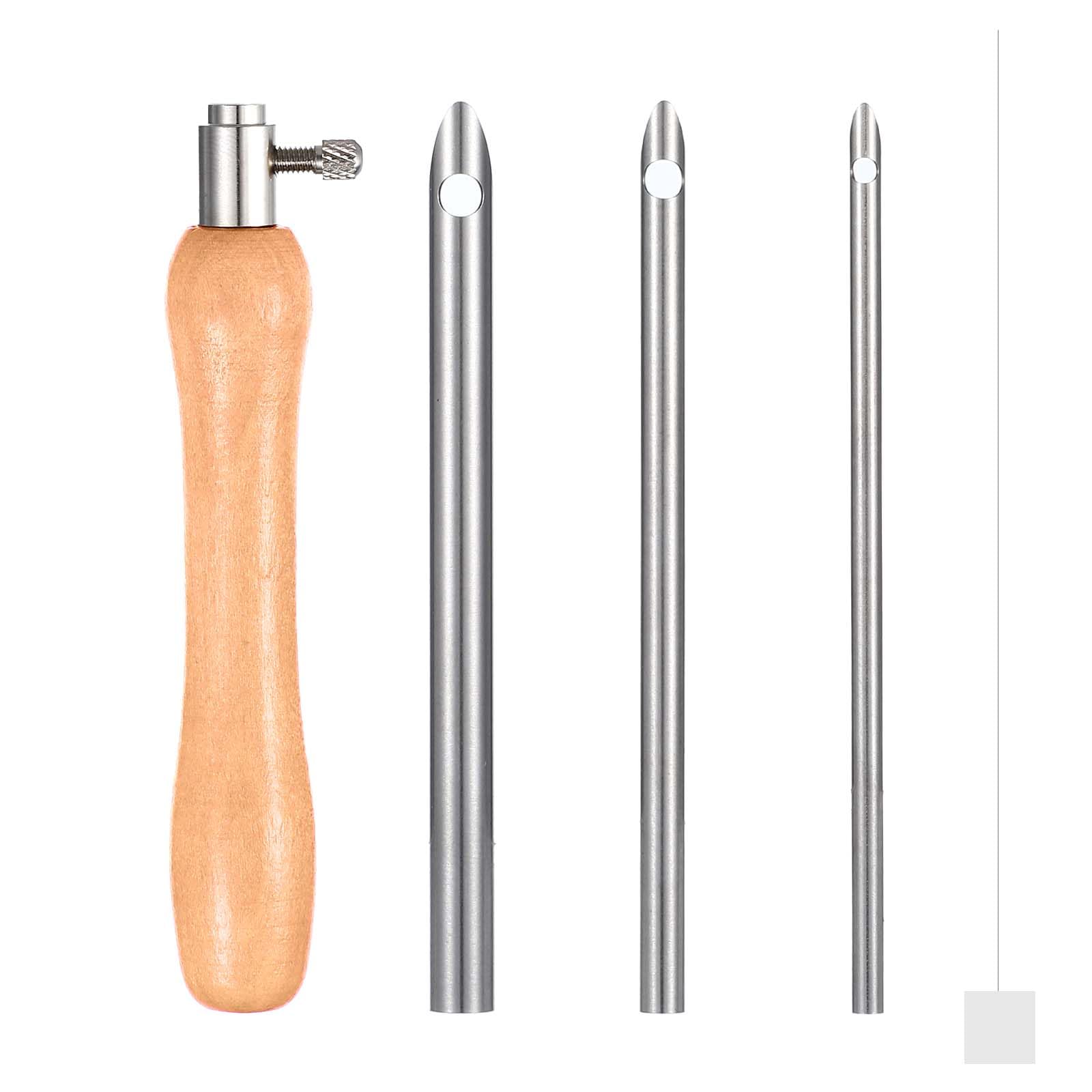 5Pcs Punch Needle Tool with Wooden Handle, Punch Needle Threader, Punchs Needles Fabric - Perfect Embroidery Kit for Beginners and DIY Craft Stitching