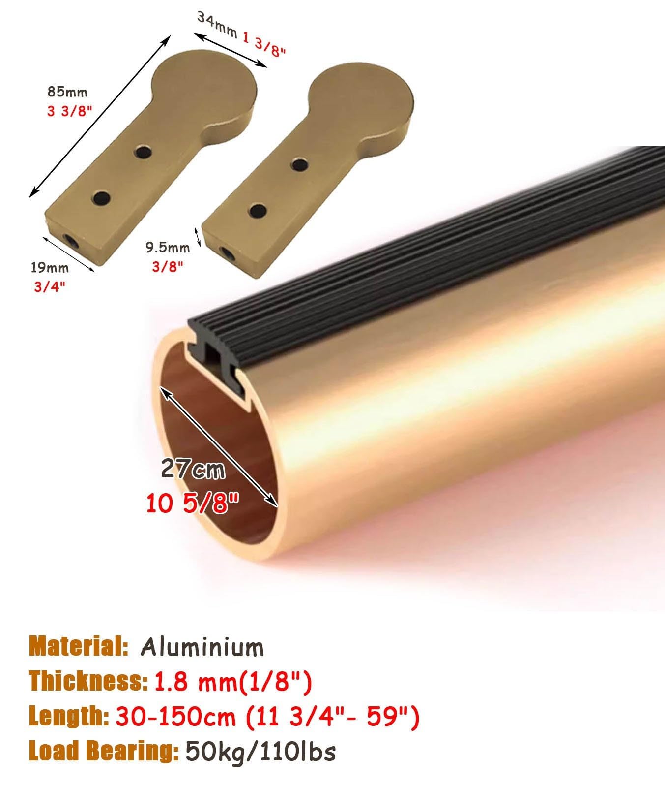 Asta Appendiabiti Asta Appendiabiti Dorata Montaggio a Soffitto/Parete, Barra Appendiabiti Silenziosa per Piccoli Spazi, Asta Appendiabiti con Asta Rotonda Resistente(102cm (40 in))