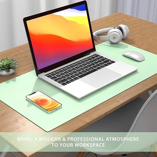 Miniatura 4 de Protector de escritorio de cuero, alfombrilla de escritorio de cuero de doble cara, alfombrilla de mouse grande, organización de escritorio y