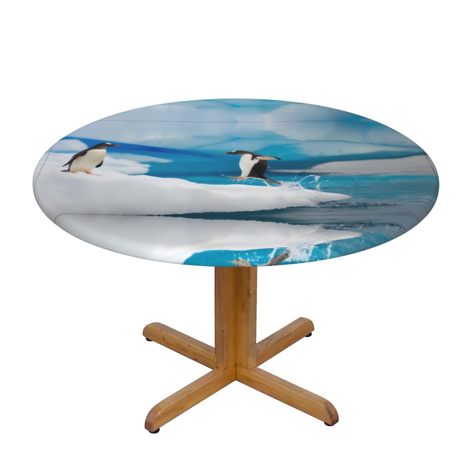 ZQYTGFDC Penguin M Decorative Round Tablecloth Waterproof Anti Stain Oil Proof Size for 40 50 inch