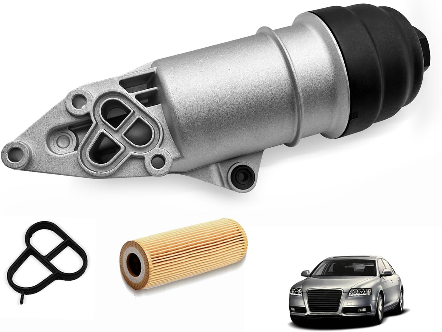 06E115405C Aluminum Oil Filter Housing Compatible with Audi A4 A5 A6 A7 A8 Quattro Q5 Q7 RS5 S4 S5 SQ5 Replaces# 06E115405A 06E115405K 95810701010