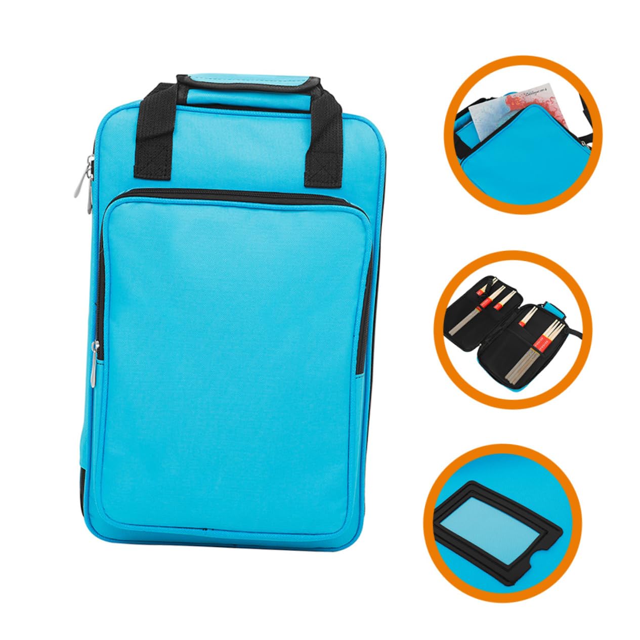Borsa per Bacchette Batteria in Oxford Blu, Tracolla | Design Ergonomico, Trasporto Comodo, Superficie Antiabrasione e Antimacchia, Maniglie a Mano