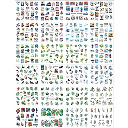 24 Sheets Beach Nail Art Stickers Decals Summer Leaf Nail Decals Water Transfer Nail Art Supplies Ocean Holiday Colorful Design Nail Accessories For Women Nail Decorations. #TOP6