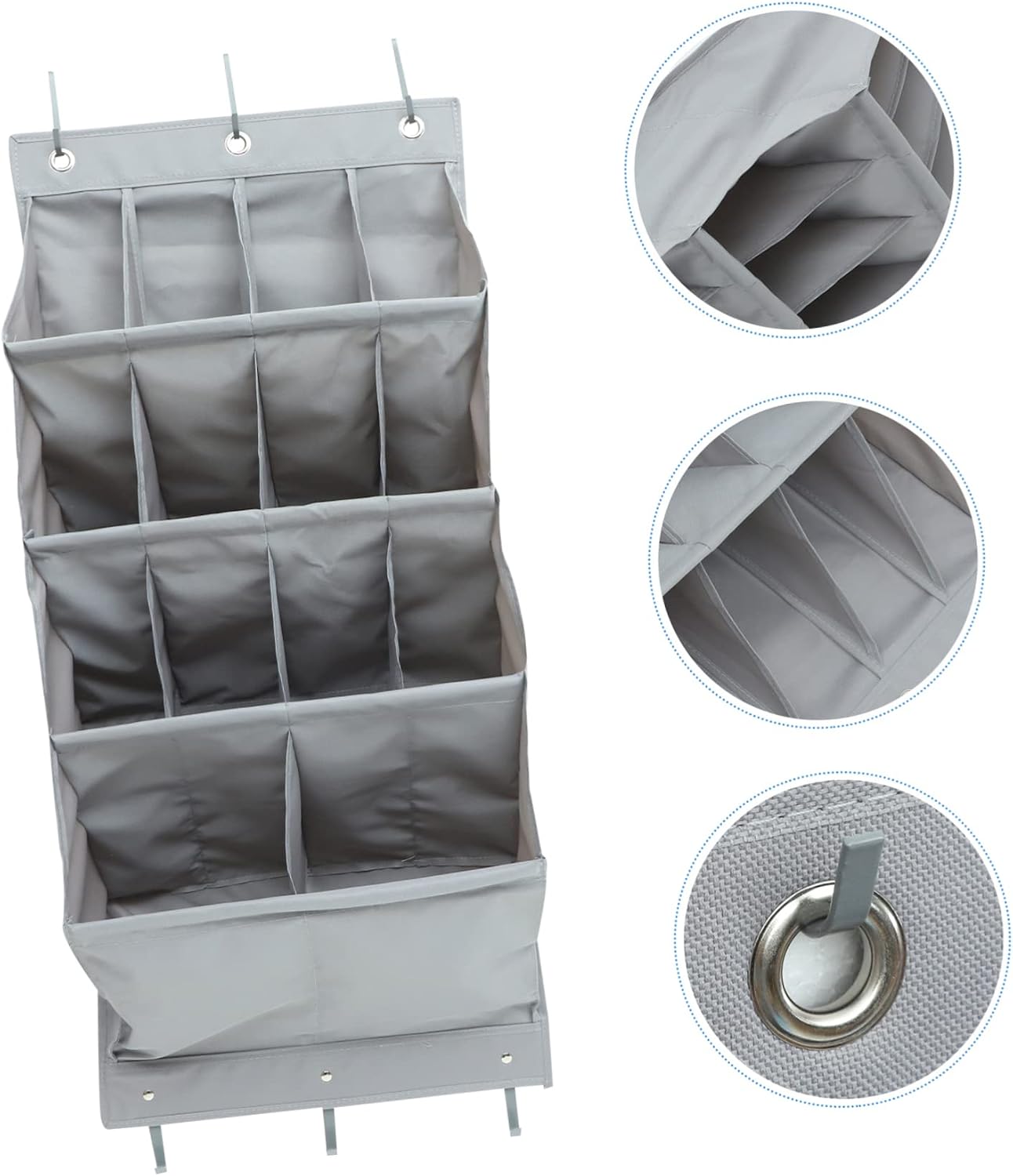 Ciieeo Multi-layer over The Door Organizer Hanging Storage Bag for Shoes Accessories Breathable Space-saving for Home Office Gray