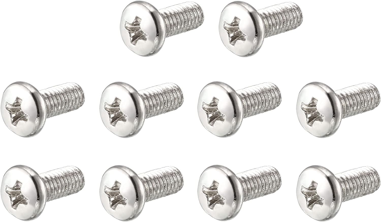 TOP-VIGOR 60Pcs Cross Pan Head Machine Screws, M4x10mm Phillips Round Head Screws Bolts for Machinery Furniture, Car