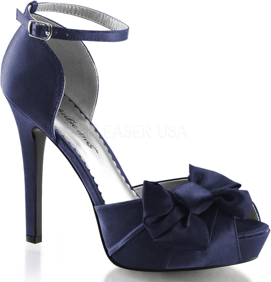 Pleaser LUMINA-36 Womens Shoes, Navy Blue Satin, Size 7